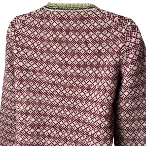 J. Crew Wool Argyle Crewneck Holiday Cabincore Cozy Nordic XS - Picture 7 of 11